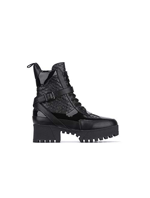 Cape Robbin Hot Rod Combat Boots for Women, Platform Boots with Chunky Block Heels, Womens High Tops Boots