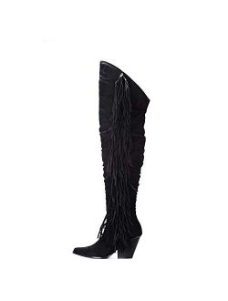 Gabanna Cowboy Over The Knee Boots Women, Western Cowgirl Boots, Fashion Dress Fringe Boots for Women