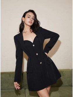 Sweetheart Neck Single Breasted Dress