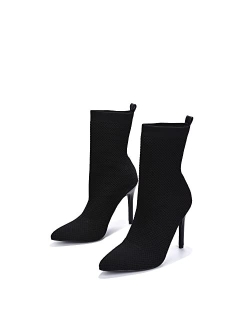 Sisa Sexy Stiletto High Heels for Women, Woven Knit Sock Ankle Booties