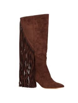 FASHION TO FIGURE Women's Lenita Tall Extra Wide Fringe Boots