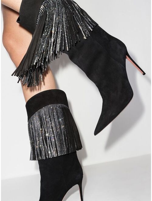 Amina Muaddi Lily crystal-embellished boots