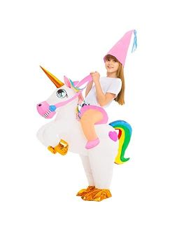 AQUAJOY Halloween Inflatable Costume Riding a Unicorn with Air Blow-up for Party Cosplay