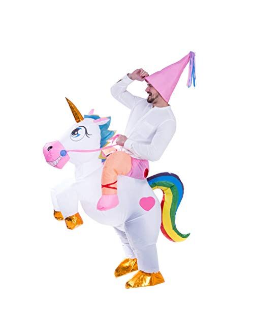 Spooktacular Creations Inflatable Costume Unicorn Riding a Unicorn Air Blow-up Deluxe Halloween Costume - Adult Size