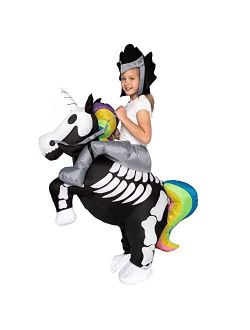 Inflatable Costume for Kids Unicorn Skeleton Air Blow Up Costumes Riding a Unicorn
