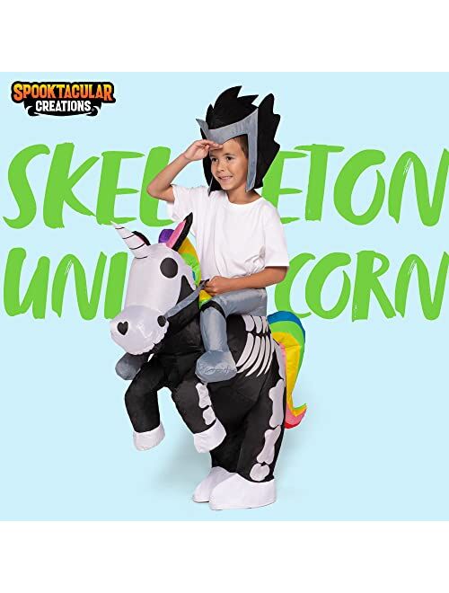 Spooktacular Creations Inflatable Costume for Kids Unicorn Skeleton Air Blow Up Costumes Riding a Unicorn
