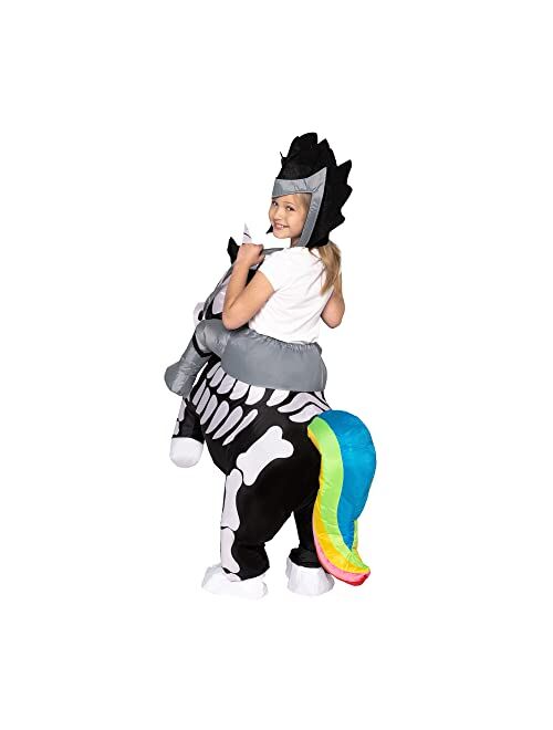 Spooktacular Creations Inflatable Costume for Kids Unicorn Skeleton Air Blow Up Costumes Riding a Unicorn