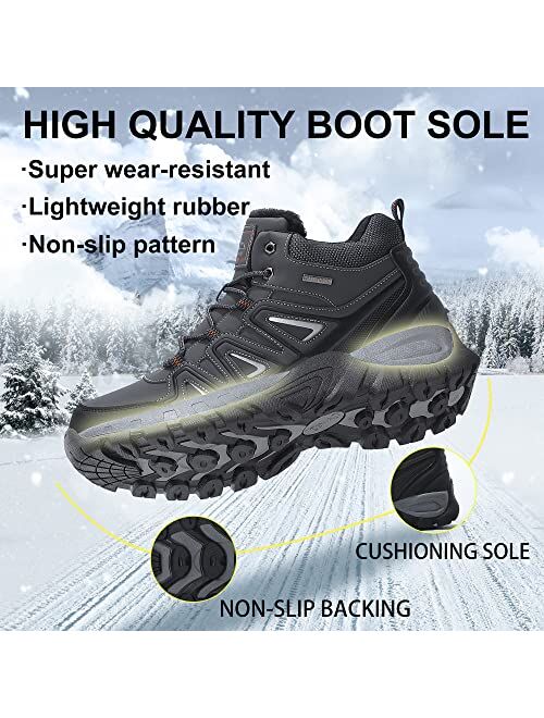 Tarelo Since 1986 TARELO Mens Hiking Boots Winter Snow Boots Warm Ankle Booties Outdoor Trekking Shoes