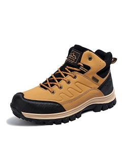 Mens Hiking Boots Winter Snow Boots Anti-Slip Leather Warm Shoes Fur Lined Outdoor Boots