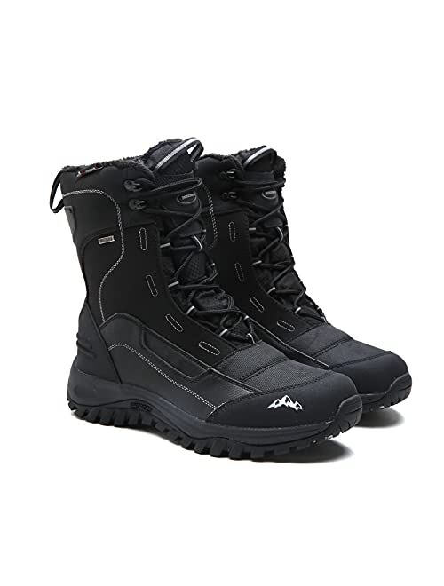 Lohjjmve Men's Snow Boots Waterproof Insulated Winter Black Hiking Rubber Fur lined Warm Lightweight Outdoor Shoes,Non-Slip Rubber Outsole