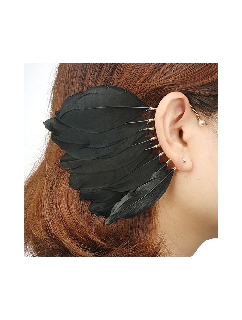 SALAN New Unique 1pc(Left) Unisex Big Feather Ear Cuff Non Piercing Gold Clip On Earrings for Women Men