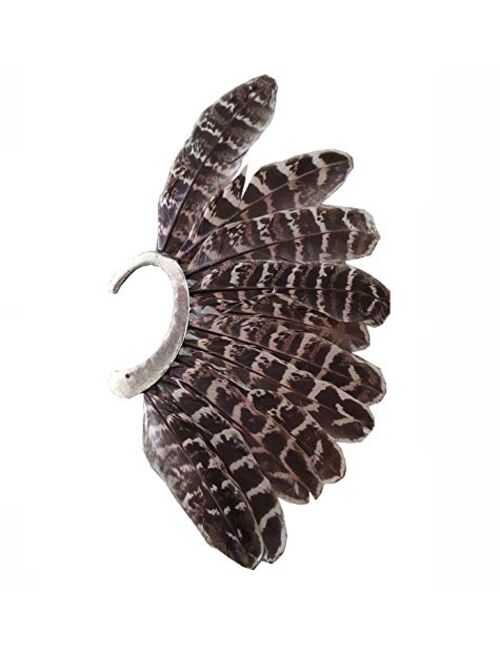 idealway 1Pc(Left Ear)Unisex Big Feather Ear Cuff Non Piercing Earring Cuffs & Wraps