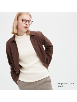 Ribbed High Neck Long-Sleeve T-Shirt