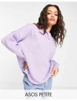 ASOS Petite ASOS DESIGN Petite oversized sweater in rib in lilac