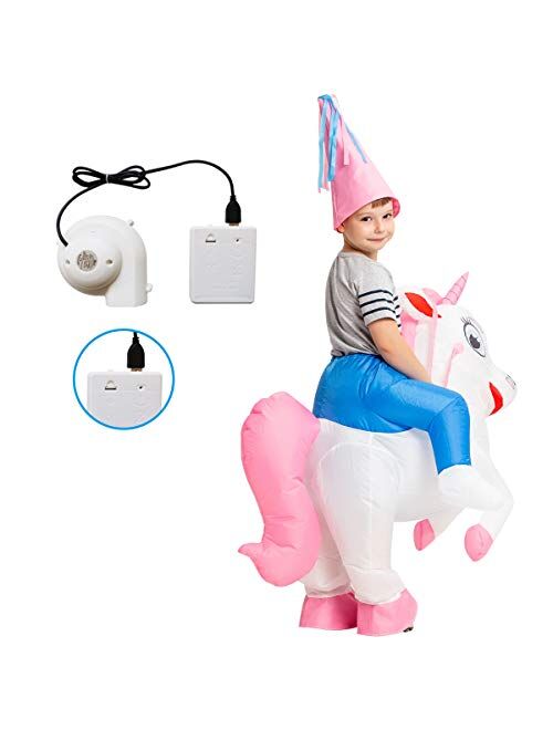 GOOSH Inflatable Costume for Kids, Halloween Costumes Boys Girls Unicorn Rider, Blow Up Costume for Unisex Godzilla Toy