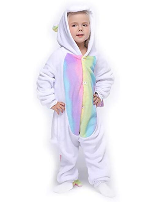 Easuit Rainbow Unicorn Costume Animal Pajamas Halloween Cosplay for Kids