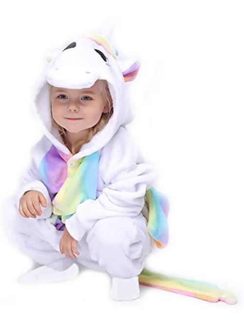 Easuit Rainbow Unicorn Costume Animal Pajamas Halloween Cosplay for Kids