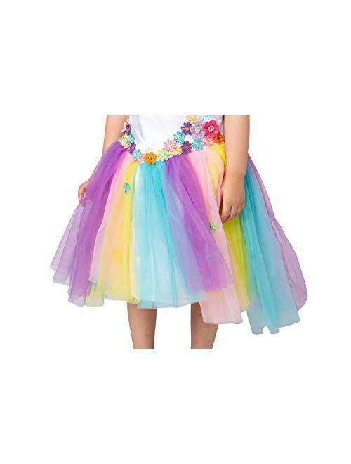 Spooktacular Creations Unicorn Princess Pageant Flower Girl Tutu Dress Rainbow Skirt with Headband and wings for Kids