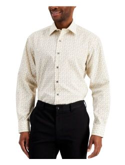 Men's Regular Fit Traveler Stretch Geo Print Dress Shirt, Created for Macy's