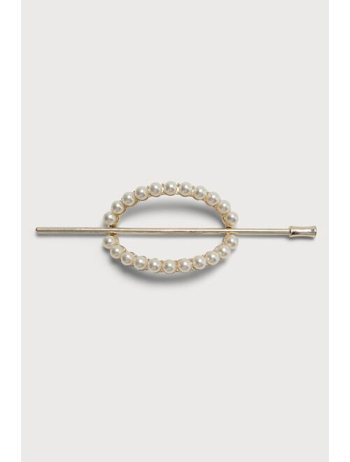 Lulus Romantic Refinement Gold Pearl Hairpin
