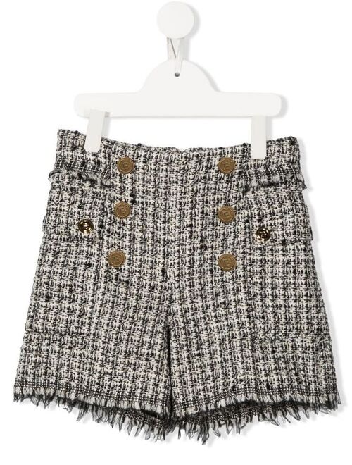Balmain Kids button-embellished tweed shorts