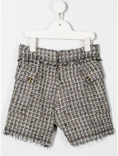 Balmain Kids button-embellished tweed shorts