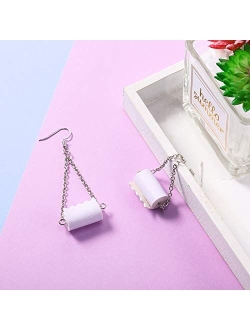 Hicarer 7 Pairs Women Toilet Paper Roll Earrings Funny Toilet Paper Earrings Handmade Hook Ear Wire Polymer Clay Earrings for Jewelry Collection