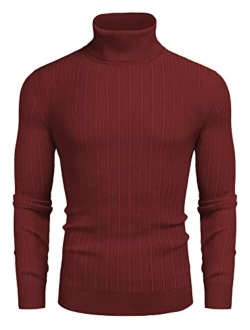 Men's Slim Fit Turtleneck Sweater Ribbed Knitted High Neck Pullover Sweaters