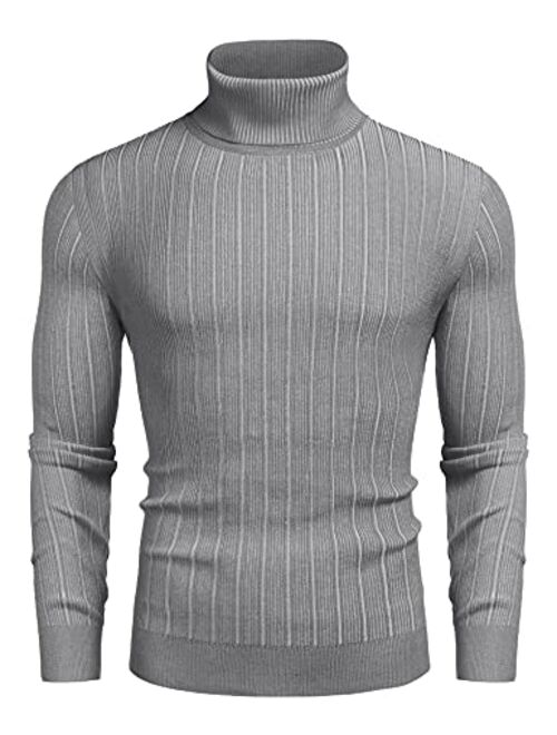 COOFANDY Men's Slim Fit Turtleneck Sweater Ribbed Knitted High Neck Pullover Sweaters