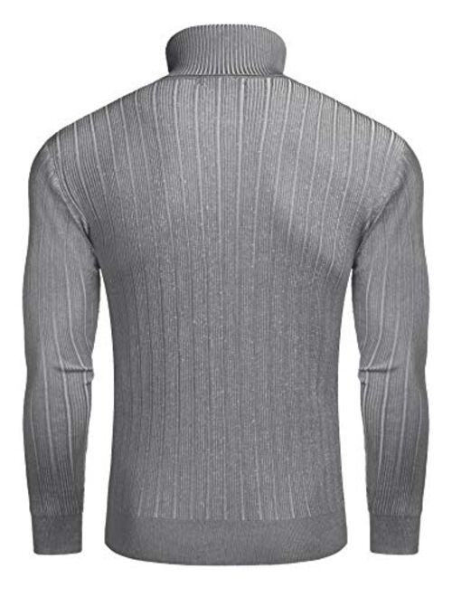 COOFANDY Men's Slim Fit Turtleneck Sweater Ribbed Knitted High Neck Pullover Sweaters