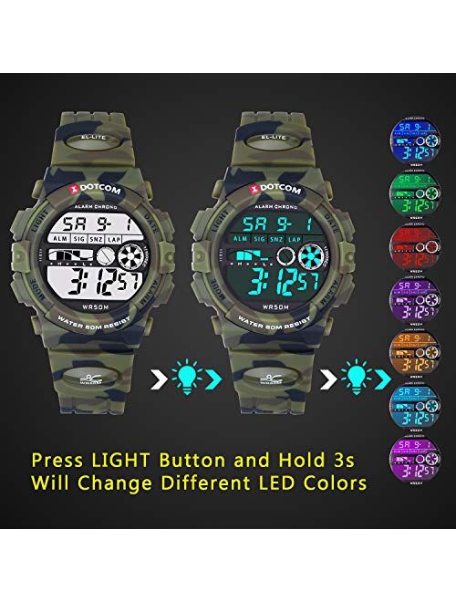 Ckv Kids Digital Watch Boys Watches Ages 5-12, Sport Multifunctional Waterproof Kids Watches with LED Backlight Alarm Calendar, Digital Electronic Quartz Watch for Boys w