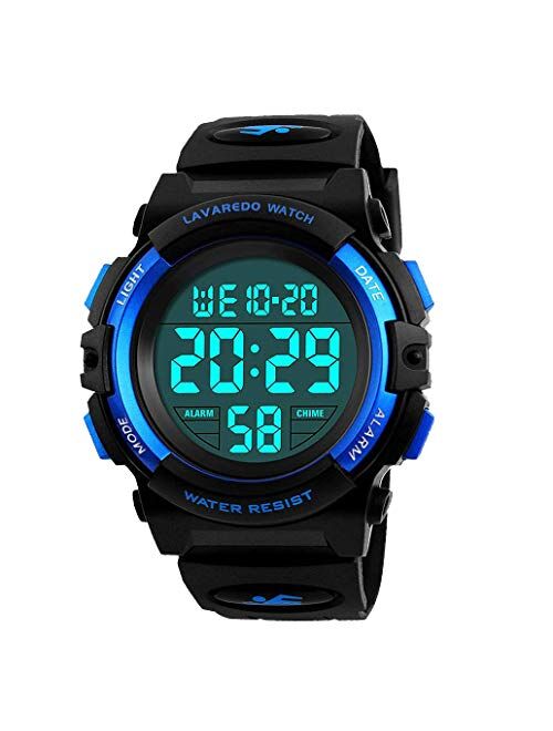 A Alps Kids Watch,Boys Watch for 3-15 Year Old Boys,Digital Sport Outdoor Multifunctional Chronograph LED 50 M Waterproof Alarm Calendar Analog Watch for Children with Si