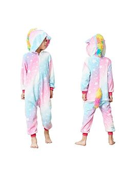 Hqfurs Unicorn Onesie for Kids Animal Pajamas Cosplay Halloween Unisex Costume