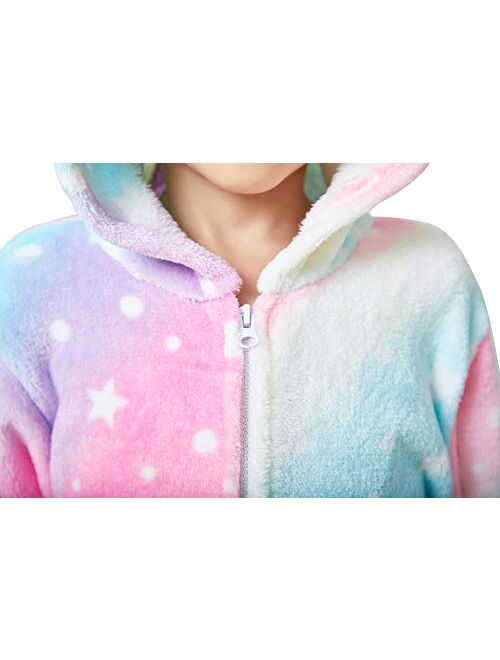 Hqfurs Unicorn Onesie for Kids Animal Pajamas Cosplay Halloween Unisex Costume