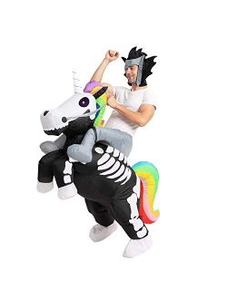 Inflatable Halloween Costume Ride A Skeleton Unicorn Ride On Inflatable Costume - Adult Unisex One Size