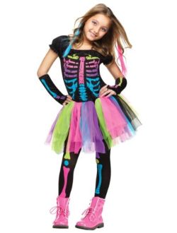 Girls Funky Punky Bones Halloween Costume