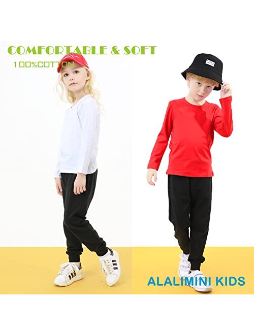 ALALIMINI Toddler Boys' Sweatpants Unisex Kids Cotton Jogger Drawstring Casual Pants 2-Pack