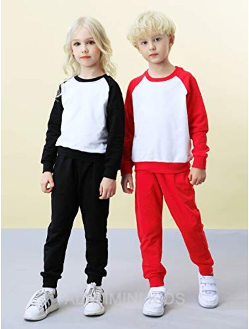 ALALIMINI Toddler Boys' Sweatpants Unisex Kids Cotton Jogger Drawstring Casual Pants 2-Pack