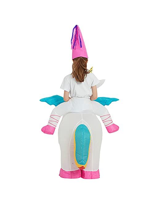 One Casa Inflatable Unicorn Costume Riding On Unicorn Air Blow up Funny Fancy Dress Party Halloween Costume for Kids
