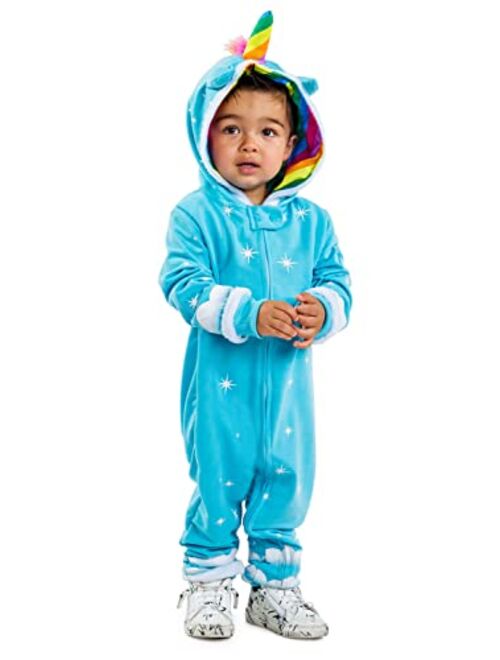 Tipsy Elves Children's Bright and Fun Cute Unicorn Halloween Costume Jumpsuit Light Blue for Babies and Toddlers
