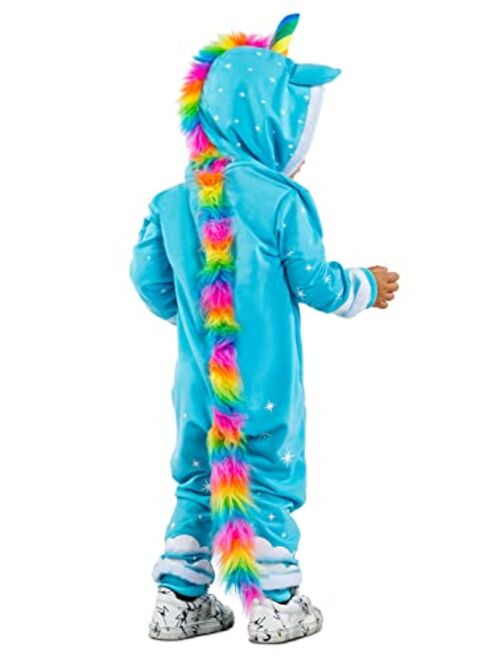 Tipsy Elves Children's Bright and Fun Cute Unicorn Halloween Costume Jumpsuit Light Blue for Babies and Toddlers