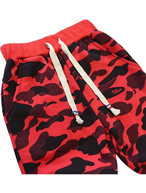 KISBINI Boy's Cotton Camouflage Sweatpants Sports Pants for Children