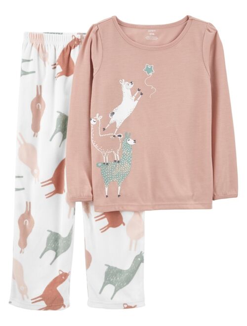 Carter's Little Girls Llama Loose Fit Fleece Pajama, 2 Piece Set
