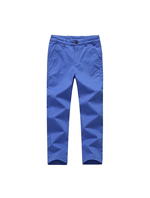 Kid1234 Boys Pants Chino Uniform School Cargo Slim Fit Trousers Adjustable Waist Pants for Boys Size 4-12 Years 6 Colors to Choose