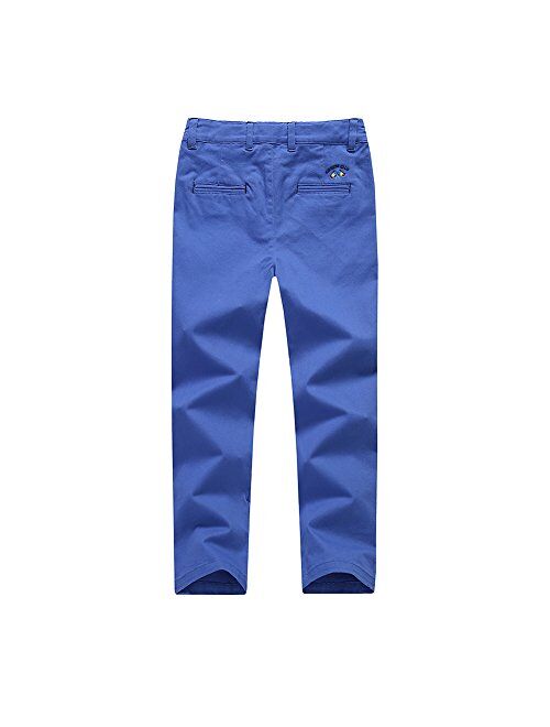 Kid1234 Boys Pants Chino Uniform School Cargo Slim Fit Trousers Adjustable Waist Pants for Boys Size 4-12 Years 6 Colors to Choose