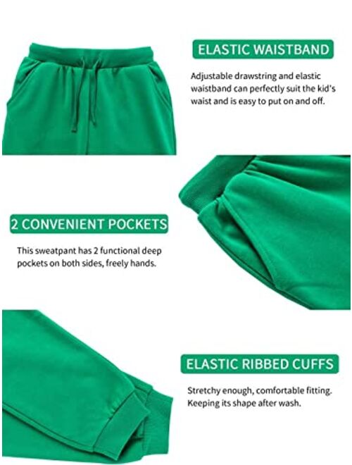 DOTDOG Kids Unisex Soft Brushed Fleece Pull-on Jogger Sweatpants Basic Casual Pants for Boys or Girls (3-12 Years)