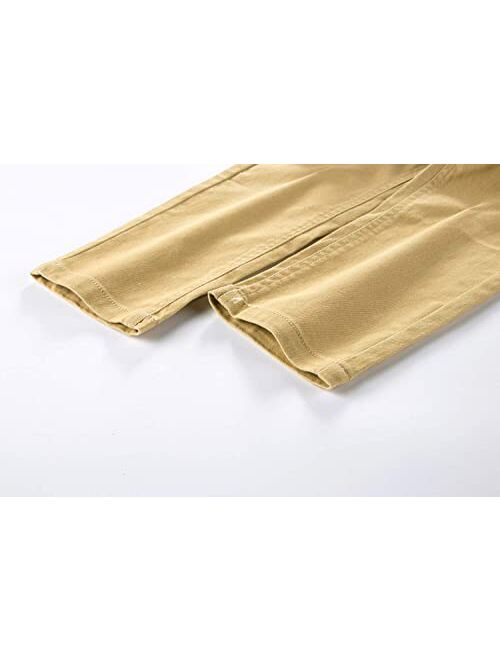 B.Ycr Boys' Elastic Waistband Slim Fit Jogging School Pants for Kids Size 4-16 Flat Waist