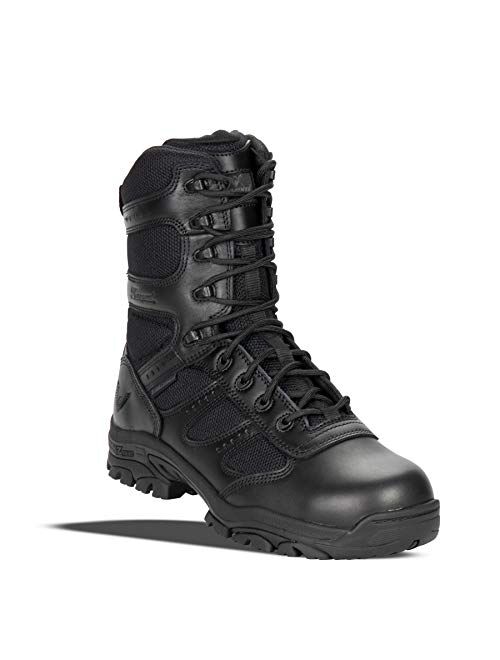 Thorogood Deuce 8 Waterproof Side-Zip Black Tactical Boots for Men and Women with Full-Grain Leather, Soft Toe, and Slip-Resistant Outsole; BBP & EH Rated