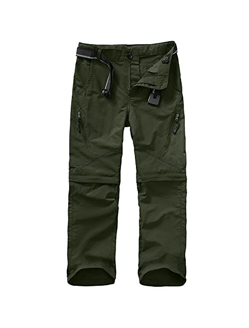Asfixiado Boys Cargo Pants, Kids' Casual Outdoor Quick Dry Waterproof Hiking Climbing Convertible Trousers