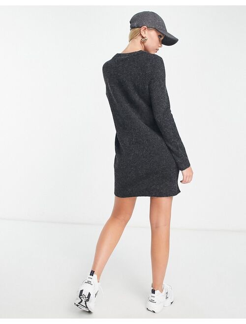 Vero Moda mini sweater dress in black melange